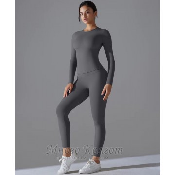 Бесшовный женский фитнес комплект Long sleeve top + Leggings model 67